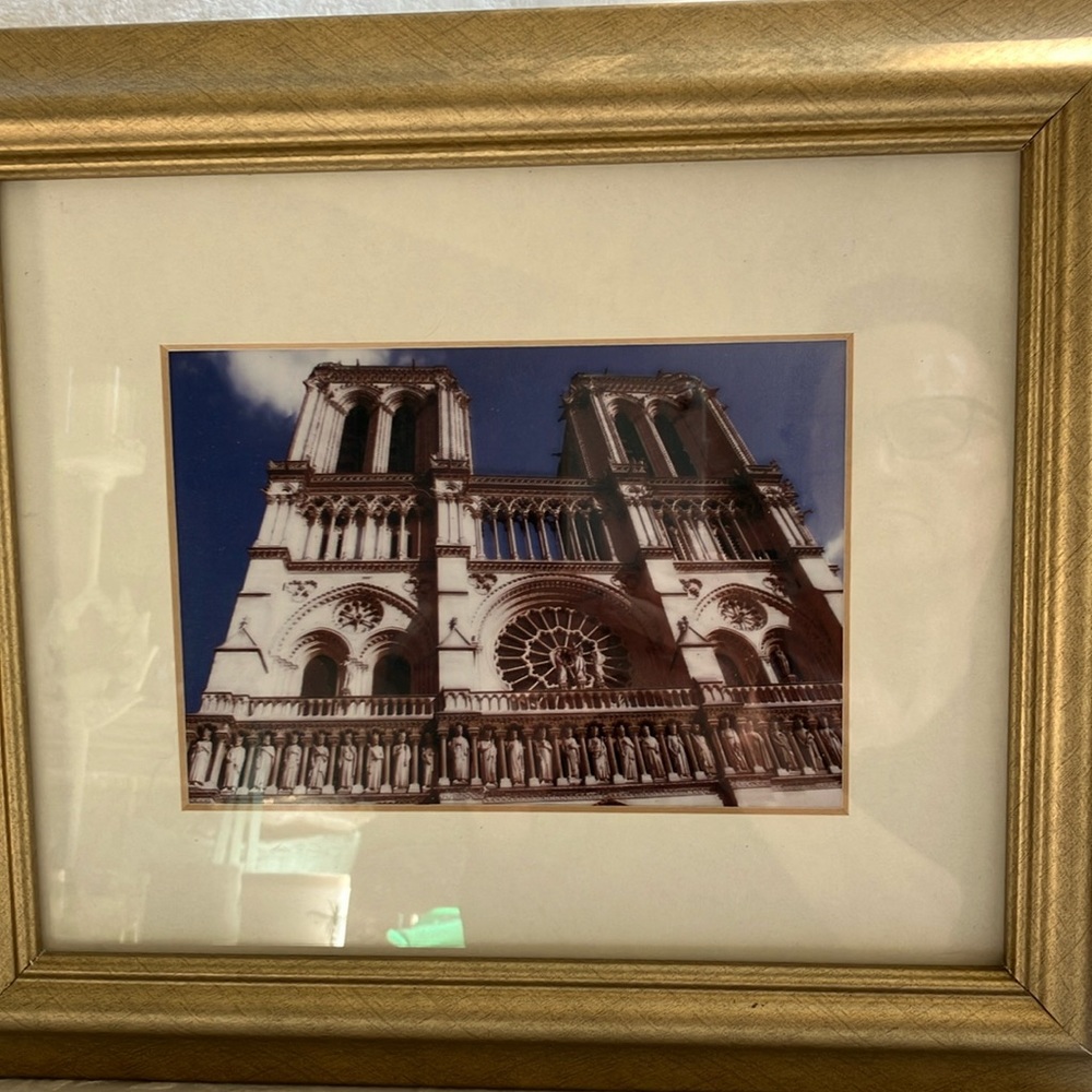 Original framed color photo of Notre Dame cathedral in Paris before the fire.